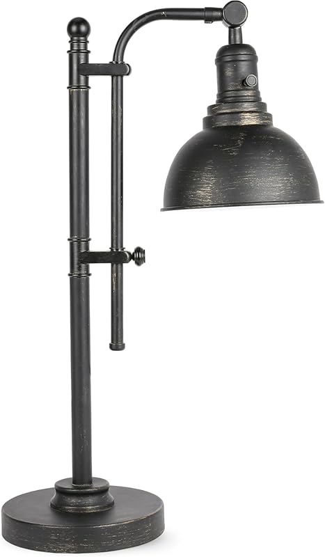 VONLUCE Rustic Desk Lamp: Adjustable Industrial Metal Reading Lamp wit