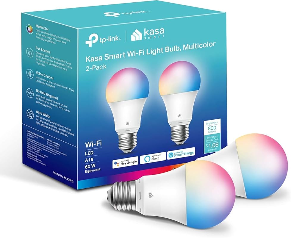 Kasa Full Color Changing Smart Bulbs are dimmable, WiFi-enabled, and h