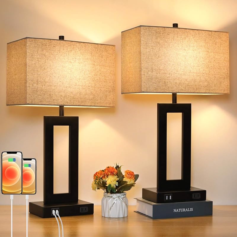Best Touch Control Table Lamps (Set of 2) with USB Ports and 3-Way Dim