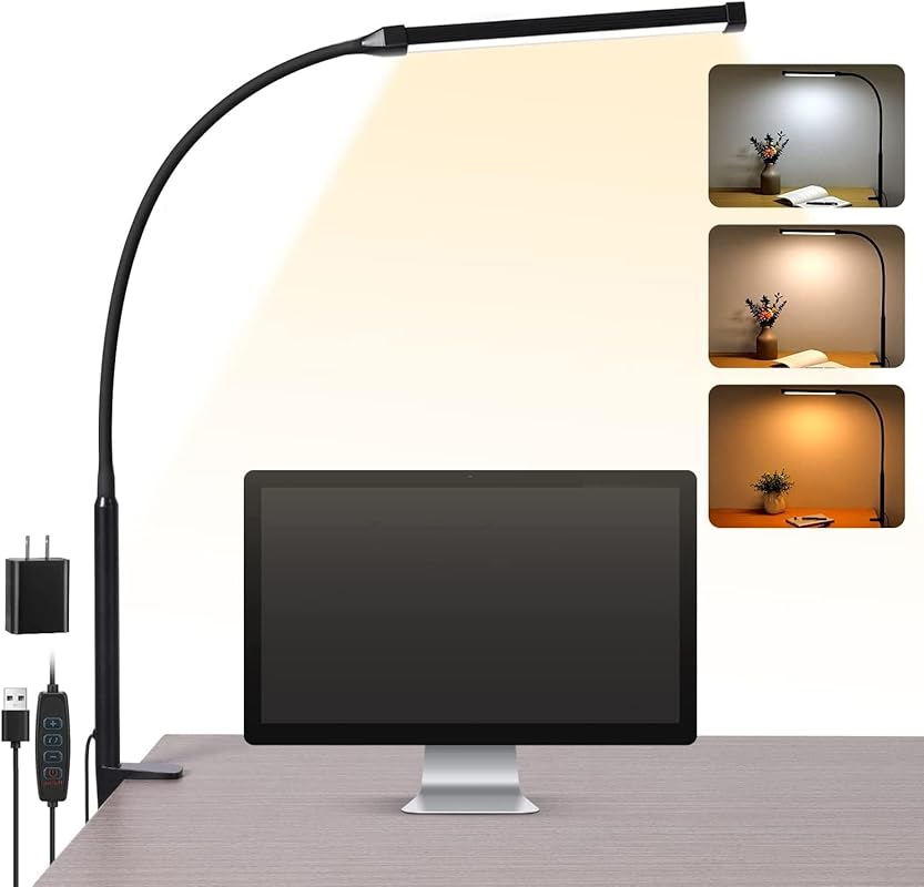 Eye-Caring LED Desk Lamp for Sewing: Clamp, Flexible Gooseneck, 3 Mode