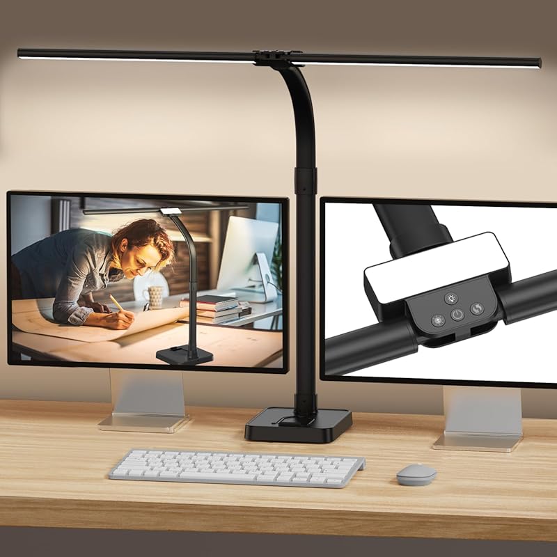 Bright LED Desk Lamp for Crafting: Eye-Caring Light with Adjustable Go
