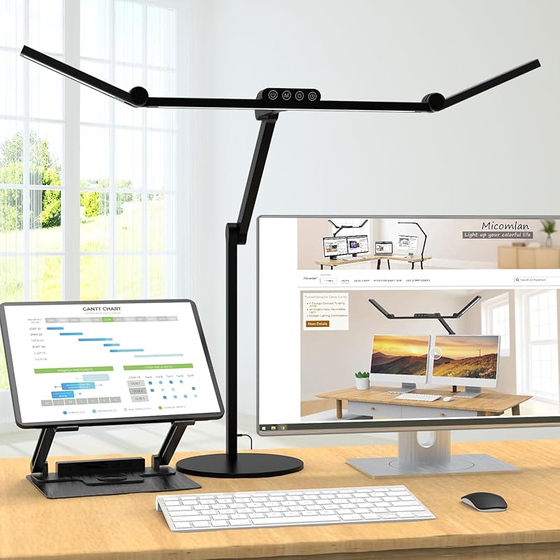 Micomlan Architect Desk Lamp with adjustable swing arm and auto-dimmin