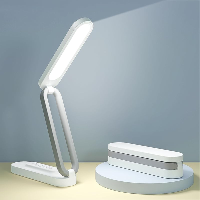 Portable LED Desk Lamp with Rechargeable Battery, Foldable and Dimmabl