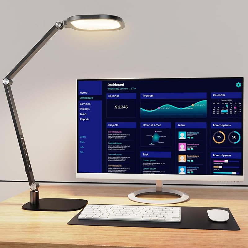 Eye-Caring LED Desk Lamp with Adjustable Brightness, Color, Memory, Ti