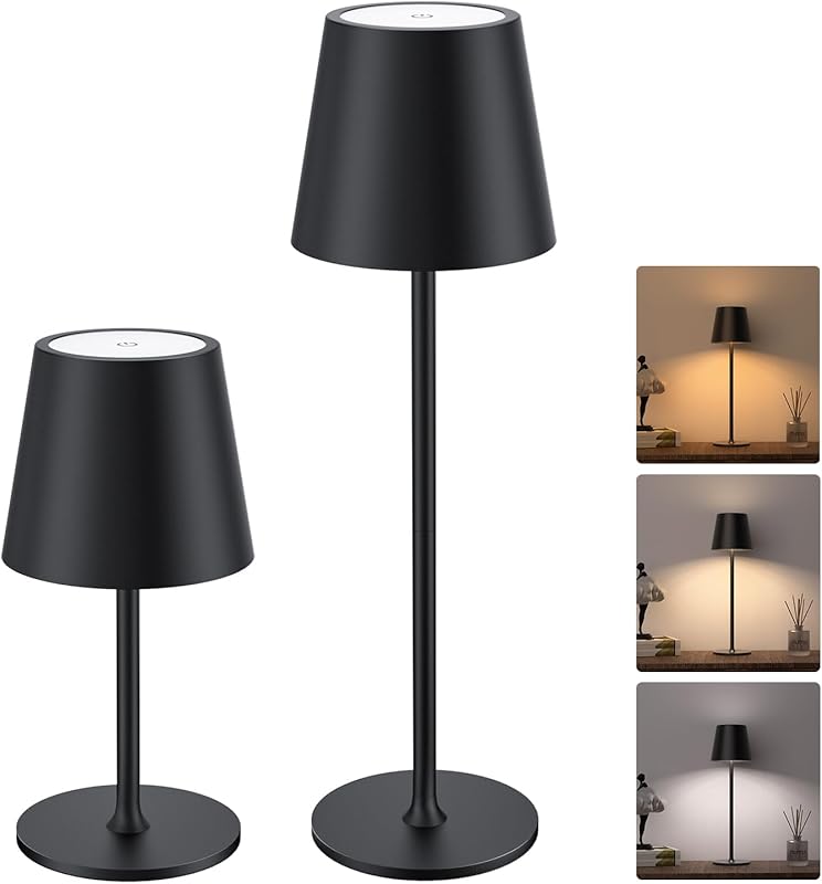 JACKYLED Cordless Table Lamps Rechargeable, 3 Adjustable Height, 5000m