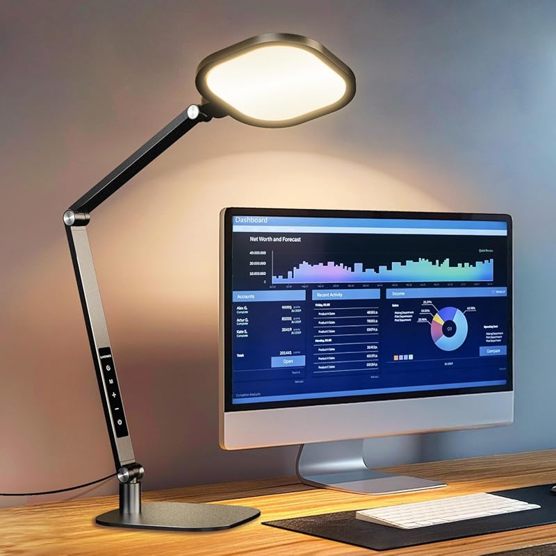 Dimmable LED Desk Lamp with Ring Light. Zoom Lighting for Video Calls 