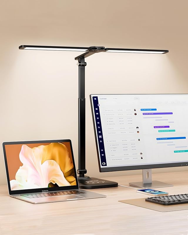 Height Adjustable LED Architect Desk Lamp with USB and Stepless Dimmin