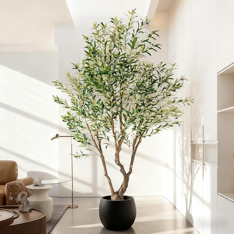 8ft Faux Olive Tree in Pot with Moss for Office and Home Decor