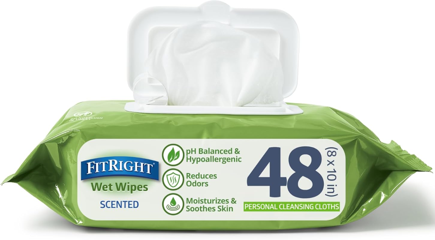 Medline FitRight aloe personal cleansing adult wipes, large incontinen