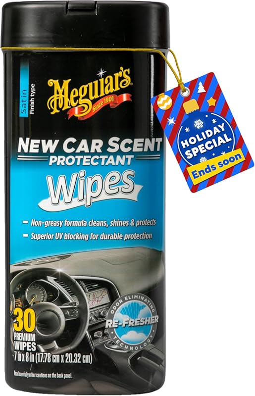 Meguiar's New Car Scent Protectant Wipes for Interior Cleaning and Det