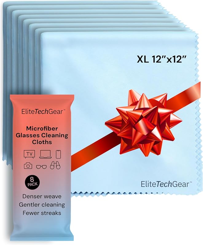 Elite Screens Oversized Microfiber Cleaning Cloths 8-Pack for QD-OLED