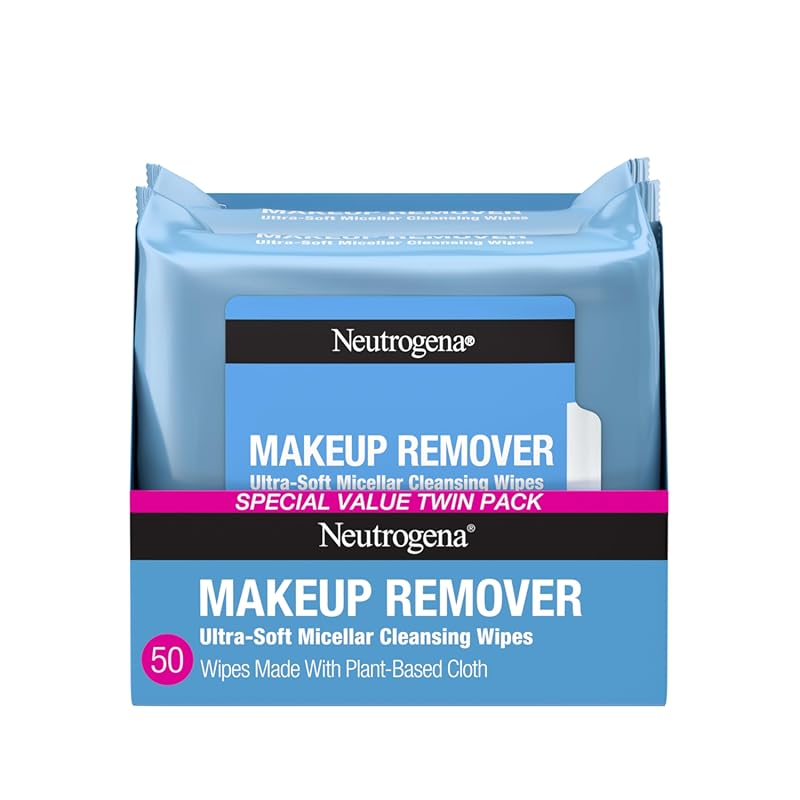 Neutrogena Micellar Makeup Remover Cleansing Wipes, Alcohol-Free, Remo