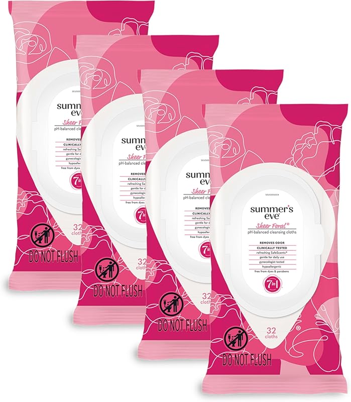 Summer's Eve Sheer Floral Daily Refreshing Feminine Wipes, pH-Balanced