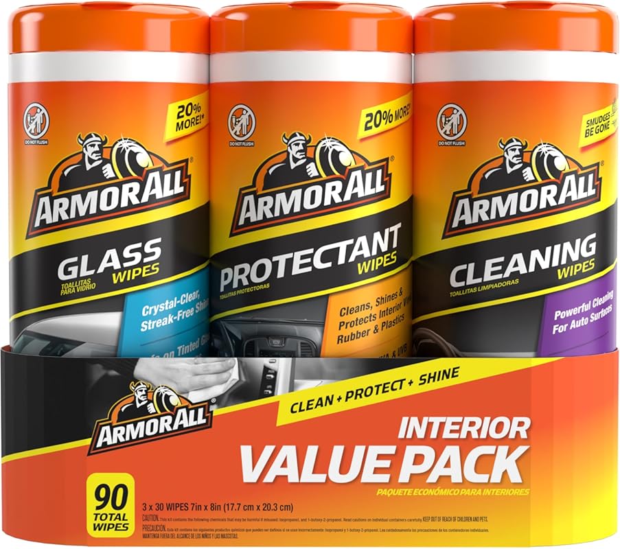 Armor All Protectant, Glass and Cleaning Wipes for Car Interior and Ex