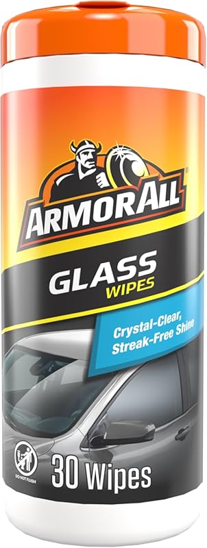 Armor All Car Glass Wipes, Auto Glass Cleaner for Film and Grime, 30-C