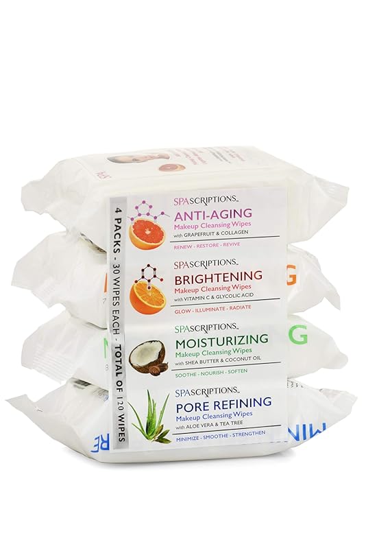 Spascriptions Anti-Aging Brightening Facial Cleansing Towelettes with