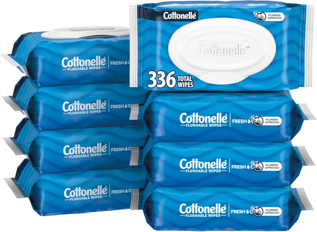 Cottonelle Fresh Feel Flushable Wet Wipes, Adult Wet Wipes, 8 Flip-Top