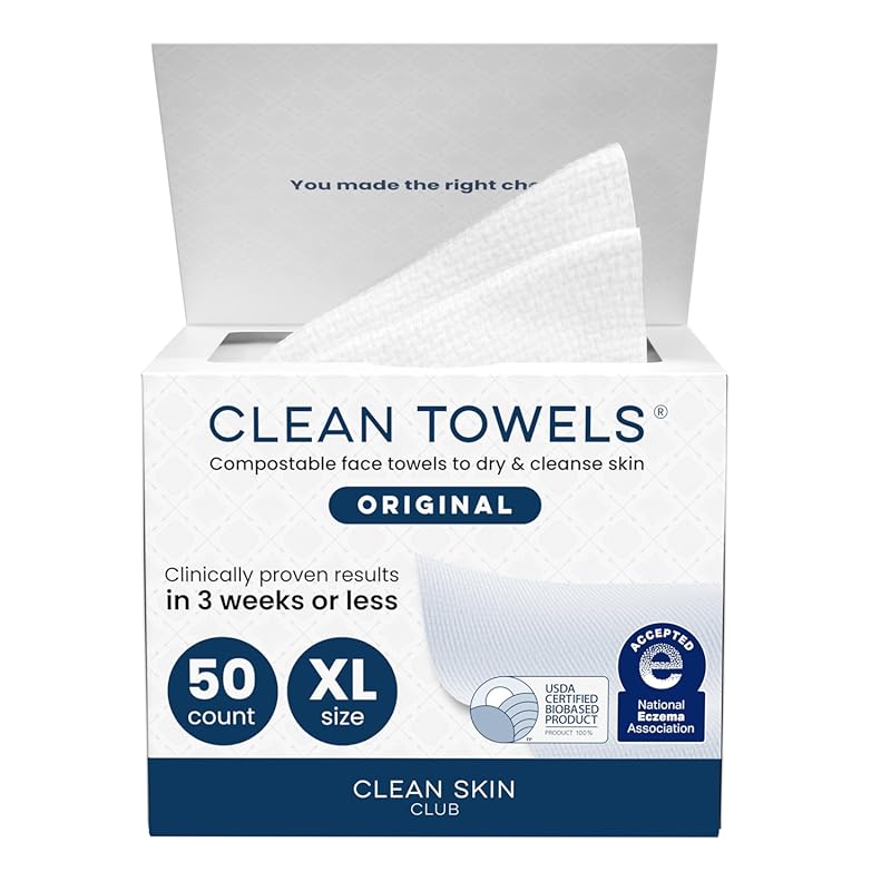 Clean Skin Club Clean Towels XL Disposable Face Towelettes, 100% Bioba