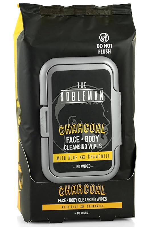 Men’s Charcoal Face and Body Cleansing Wipes, Deodorizing Body Wipes f