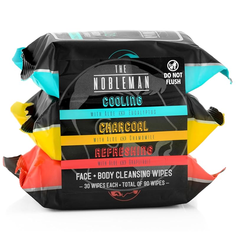 Men’s Assorted Cleansing Wipes, Cooling Charcoal and Refreshing Body W
