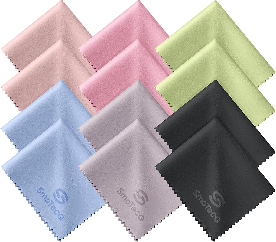 SmoTecQ Microfiber Cleaning Cloths 12-Pack, Ultra-Soft Scratch-Free Cl