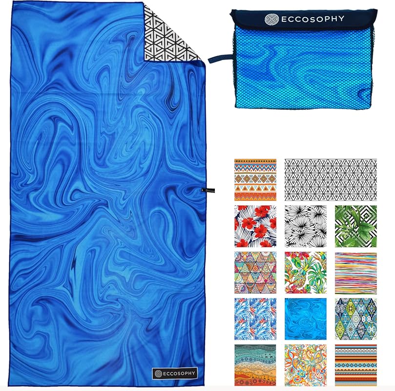 ECCOSOPHY Oversized Microfiber Beach Towel is a Sand Free and Quick Dr