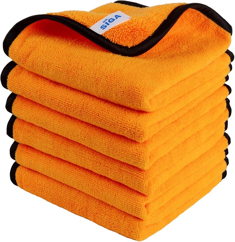 MR.SIGA Dual-Sided Microfiber Towels for Car Cleaning and Detailing, 6