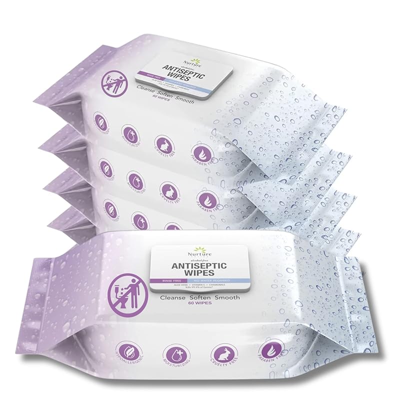 Nurture XL Antibacterial Body and Hand Wipes, Alcohol-Free Skin Saniti