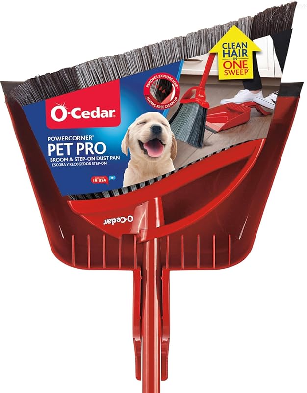 O-Cedar Pet Pro broom and step-on dustpan for laminate floors and pet