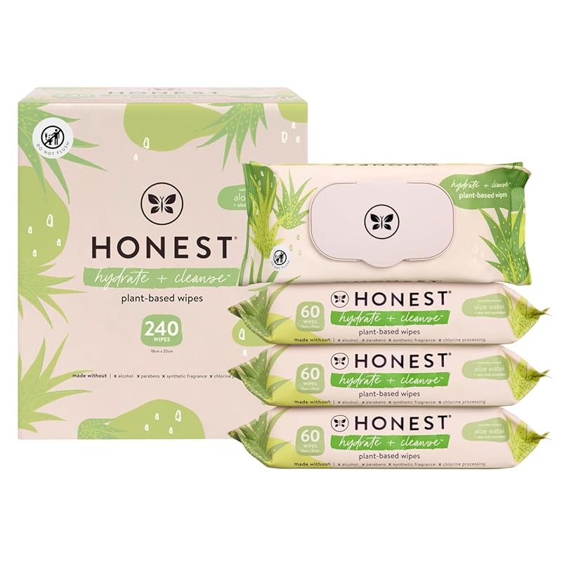 The Honest Company Hydrate and Cleanse Naturally Scented Wipes, Cleans