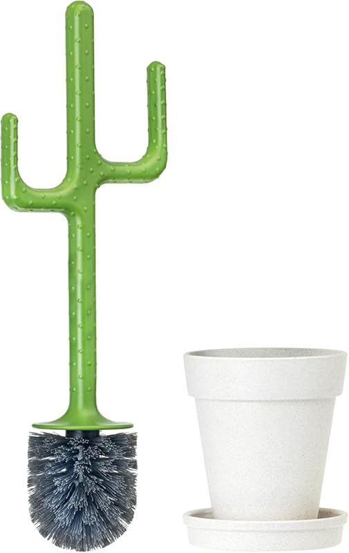 Vigar Toilet Brush Set with Cactus-Shaped Handle and Planter Base for