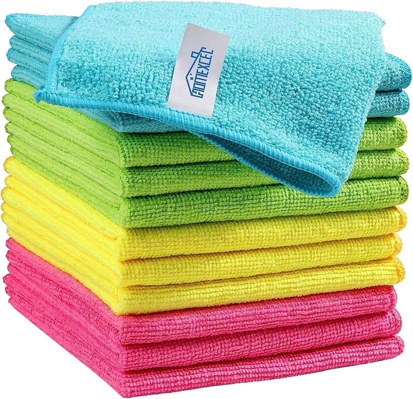 HOMEXCEL Microfiber Cleaning Cloth,12 Pack Cleaning Rags, Cleaning Tow