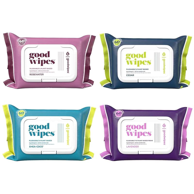 goodwipes Flushable Butt Wet Wipes with Vitamin E and Aloe, Adult Toil