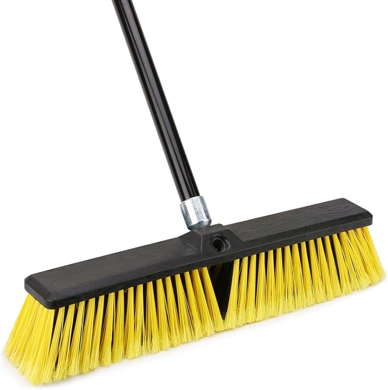 KeFanta 18 Inch Heavy Duty Push Broom with Long Handle for Outdoor Con