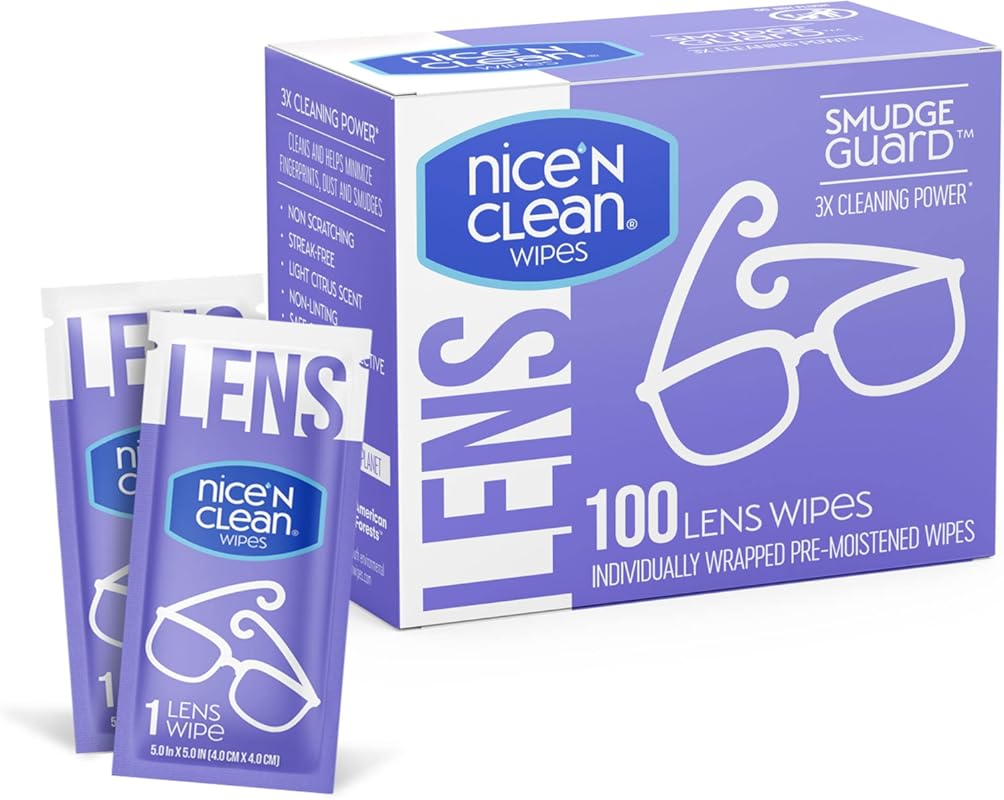 Nice 'n Clean SmudgeGuard lens cleaning wipes for eyeglasses, goggles 