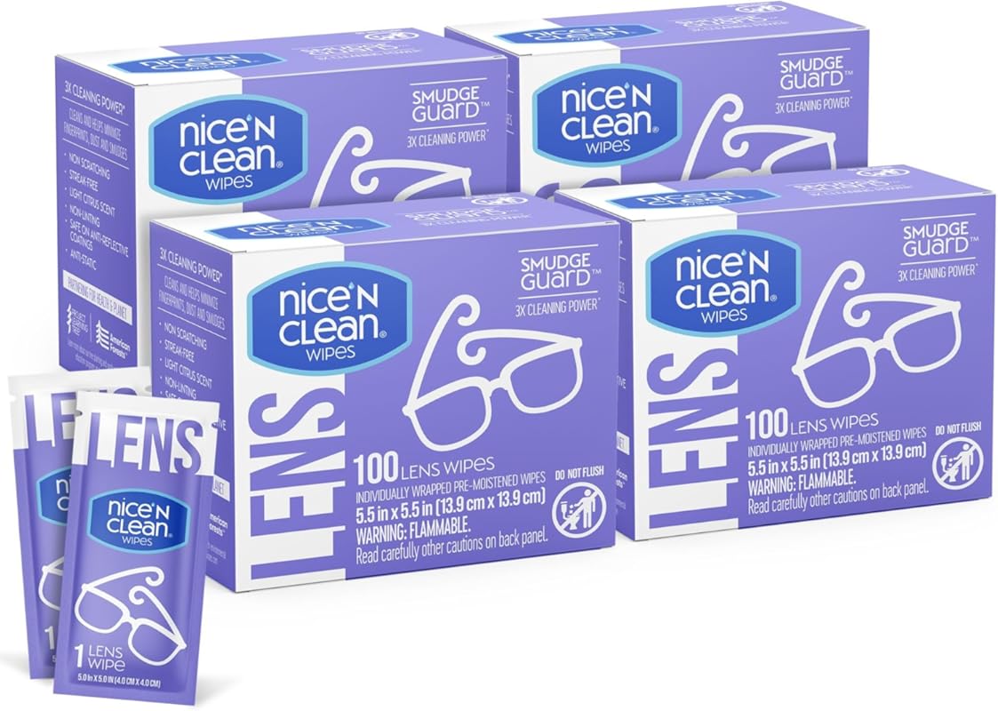 Nice 'n Clean SmudgeGuard Lens Wipes, 400 Pre-Moistened, Ammonia-Free 