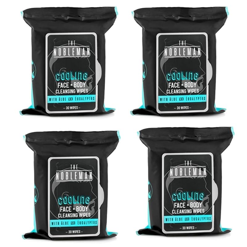 Men’s Cooling Face and Body Cleansing Wipes, Post Workout Travel Body