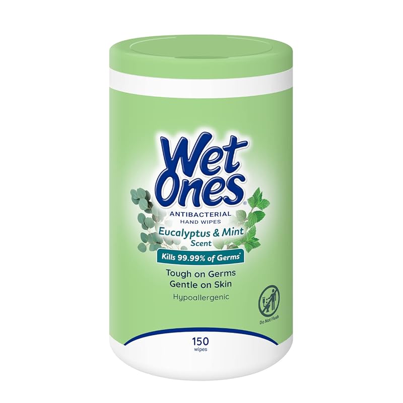 Wet Ones Antibacterial Hand Wipes Eucalyptus and Mint, Soft Textured S