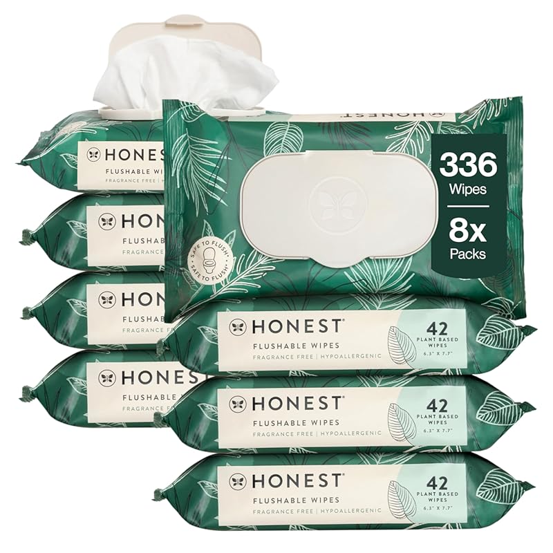The Honest Company Hypoallergenic Flushable Butt Wipes for Sensitive S