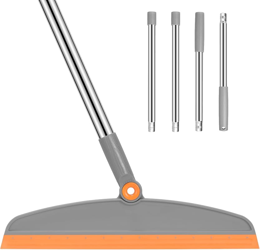 Silicone Floor Squeegee Broom with Adjustable Handle, 2-in-1 best broo