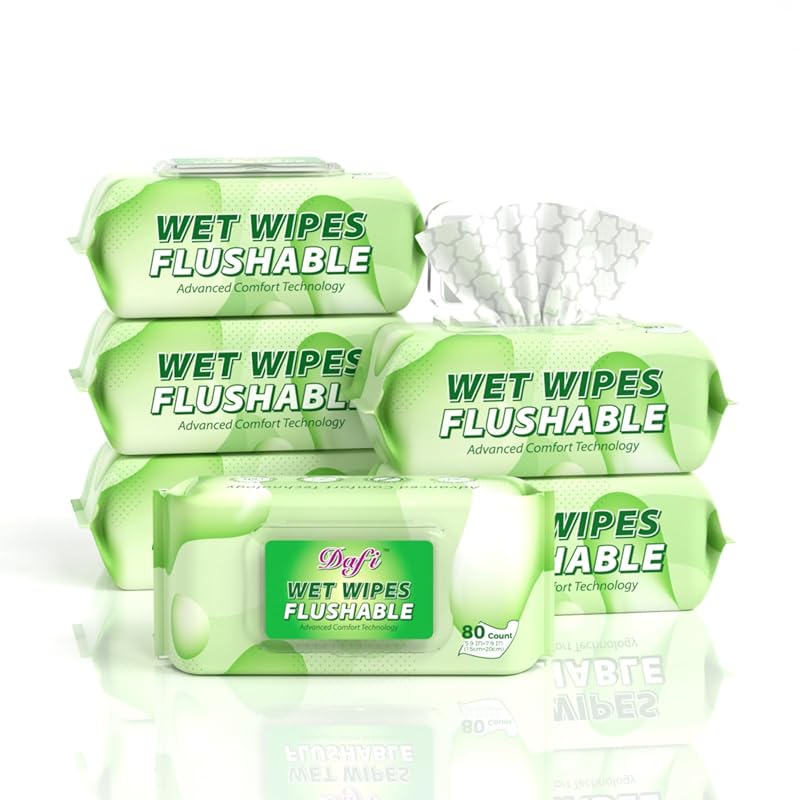 DAFI Flushable Wipes, Unscented Alcohol-Free Flushable Toilet Wipes fo