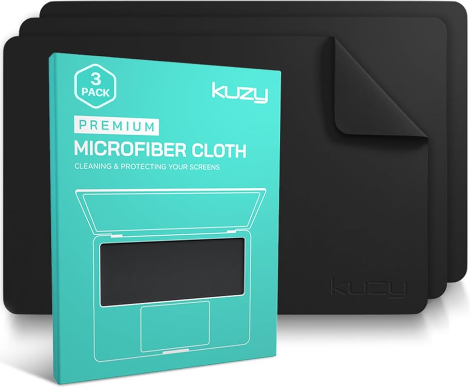 Kuzy Large Microfiber Cleaning Cloths 3-Pack for QD-OLED Screens, TVs,