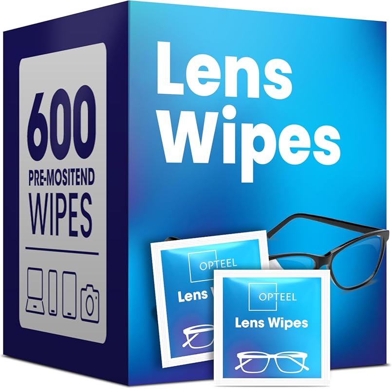 Pre-moistened lens cleaning wipes for eyeglasses, sunglasses and camer