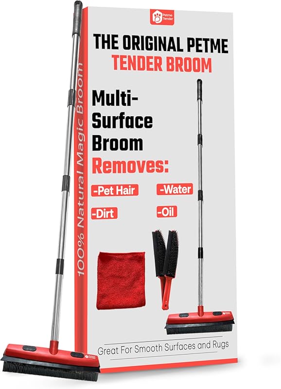 Hybrid Rubber Broom with Squeegee and Adjustable Handle, best broom fo