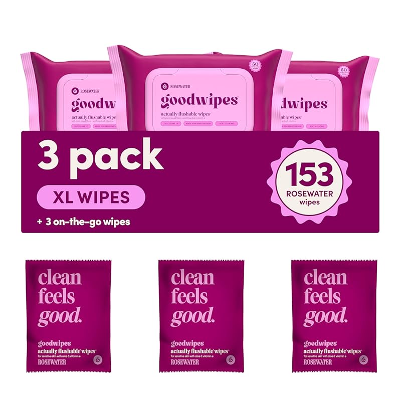 goodwipes extra large flushable butt wipes for women with vitamin E an