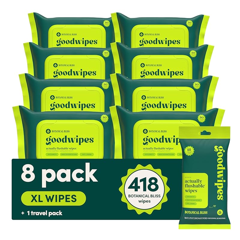 goodwipes Flushable Butt Wipes with Vitamin E and Aloe, Extra Large Bo