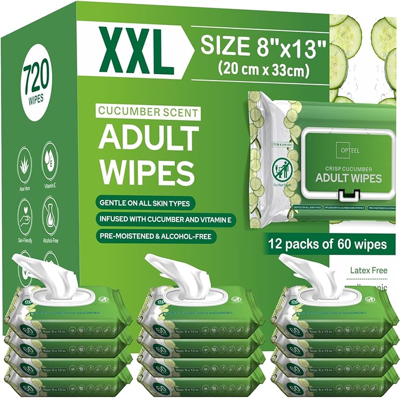 Extra Large Scented Adult Wipes for Incontinence, Disposable Skin-Frie