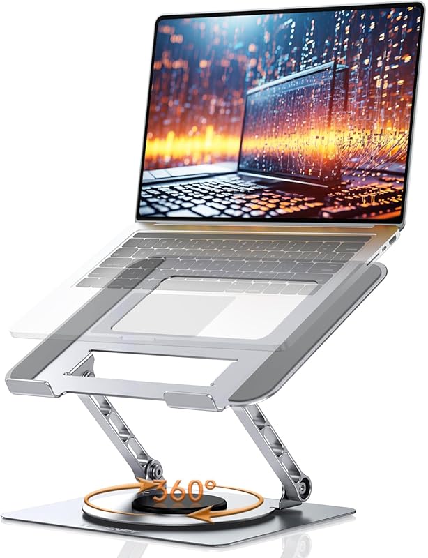 TECKNET Ergonomic Laptop Stand with 360 Rotating Base, Height Adjustab